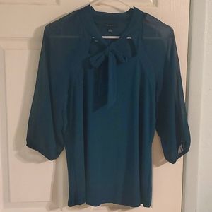 Sexy secretary top, emerald color sheer sleeves new with tag